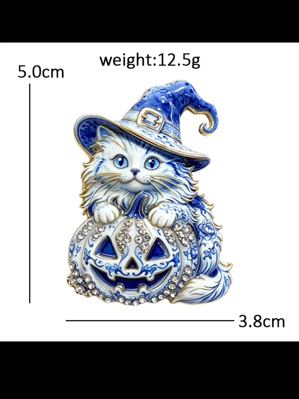 Halloween Witch Cat Pumpkin Brooch 🎃🐈‍⬛